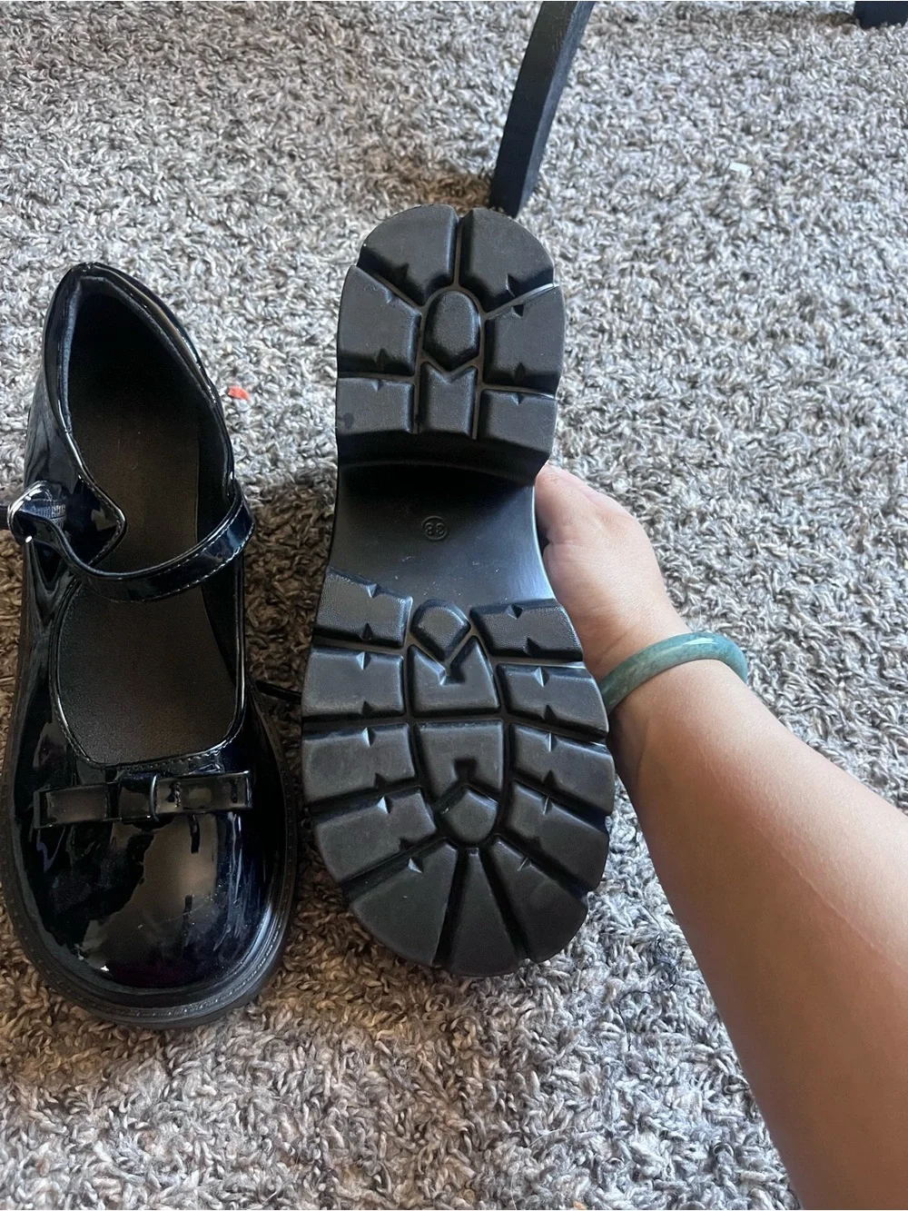 Patent Mary Jane Platform Shoes in Black